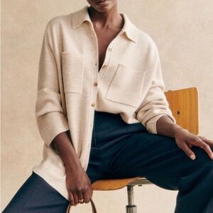Sezane Emily Cardigan Mottled Beige - Size M